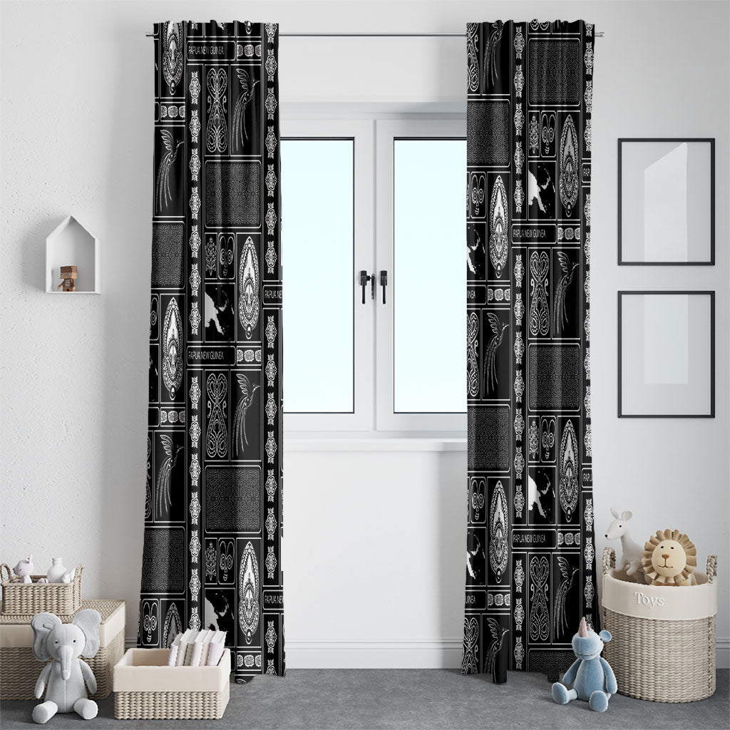 Papua New Guinea Heritage Motif Window Curtain Black Version