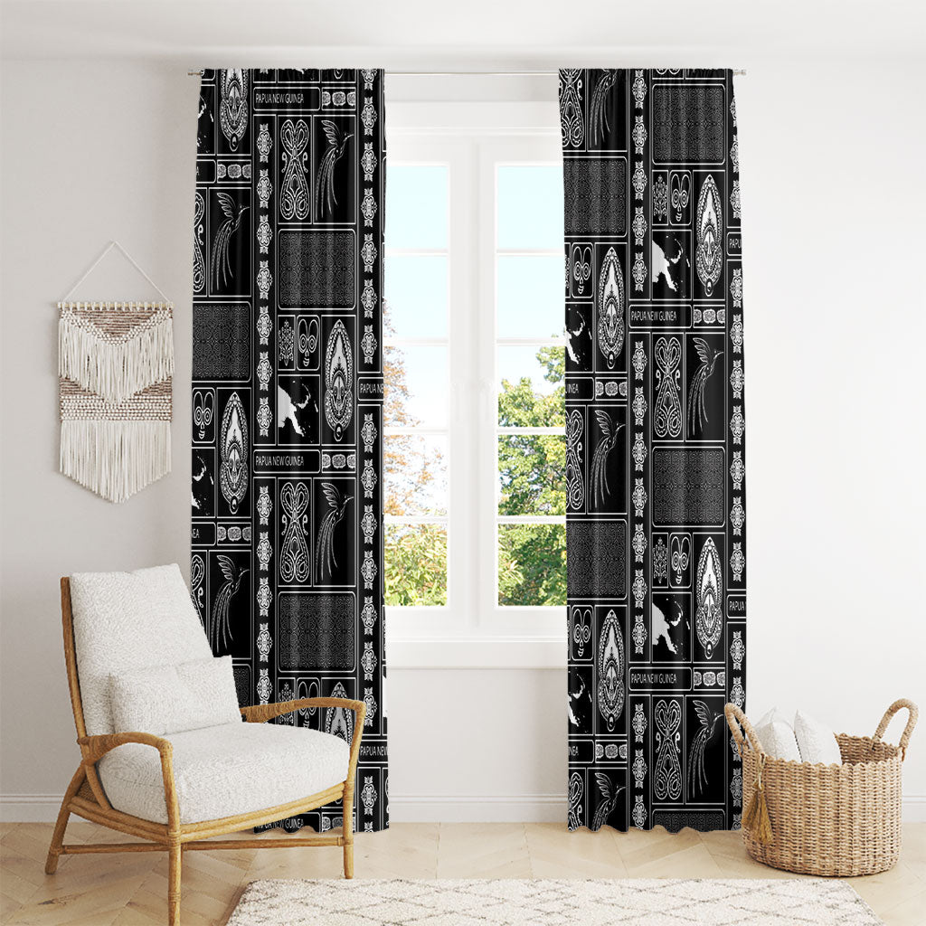 Papua New Guinea Heritage Motif Window Curtain Black Version