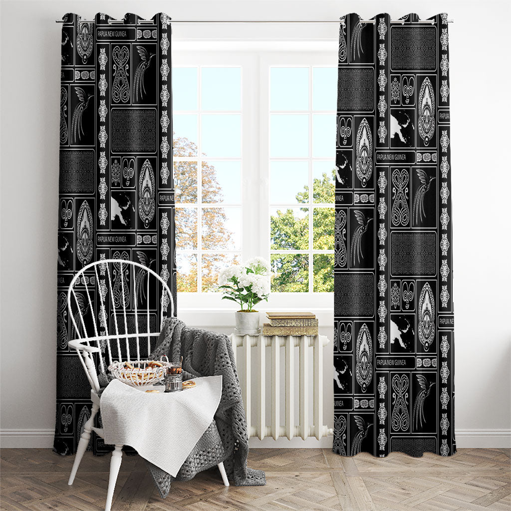 Papua New Guinea Heritage Motif Window Curtain Black Version