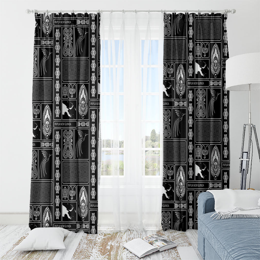 Papua New Guinea Heritage Motif Window Curtain Black Version