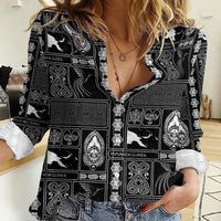 Papua New Guinea Heritage Motif Women Casual Shirt Black Version