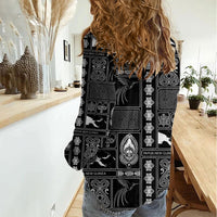 Papua New Guinea Heritage Motif Women Casual Shirt Black Version