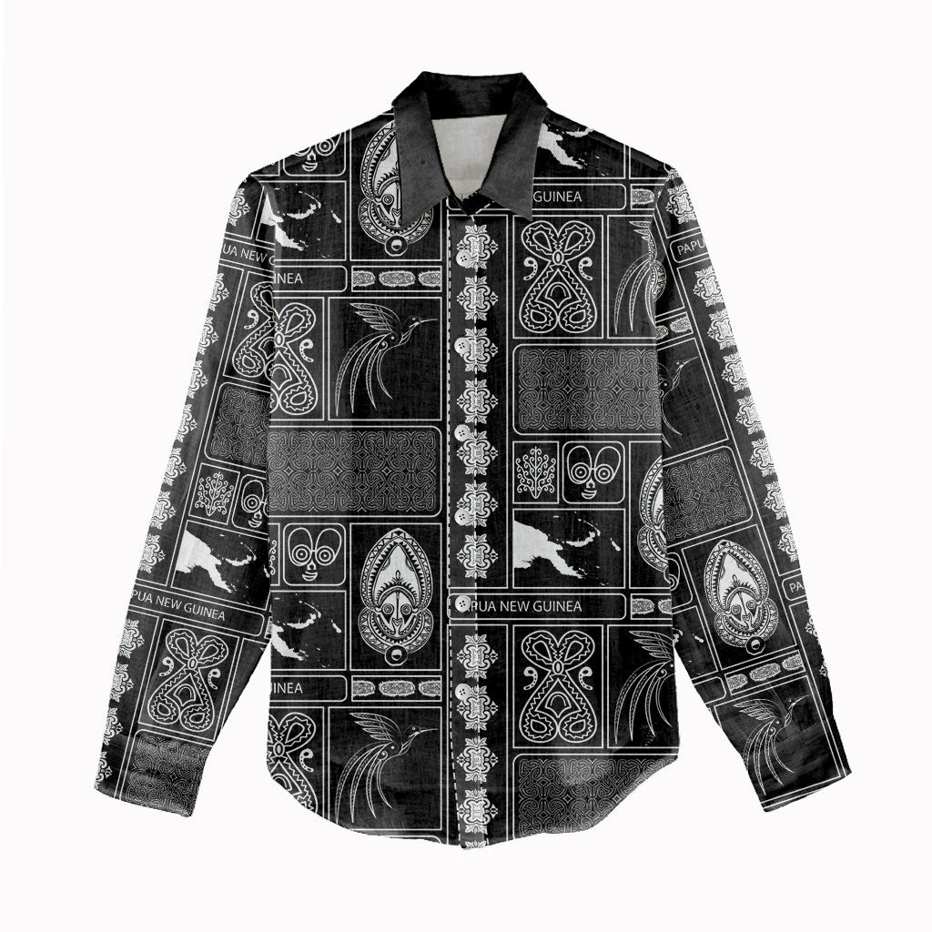 Papua New Guinea Heritage Motif Women Casual Shirt Black Version