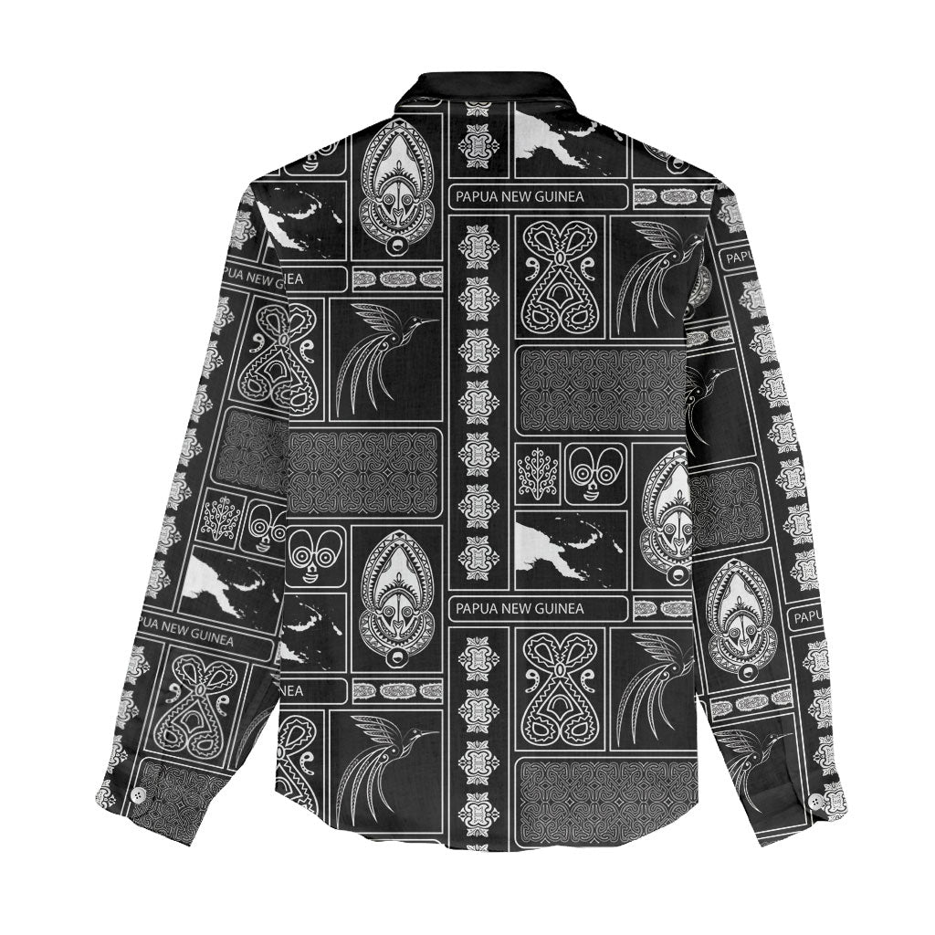 Papua New Guinea Heritage Motif Women Casual Shirt Black Version