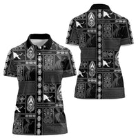 Papua New Guinea Heritage Motif Women Polo Shirt Black Version