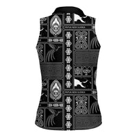Papua New Guinea Heritage Motif Women Sleeveless Polo Shirt Black Version