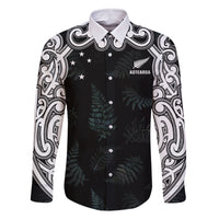 Custom New Zealand Fern Women Rugby Family Matching Off The Shoulder Long Sleeve Dress and Hawaiian Shirt Maori Pattern