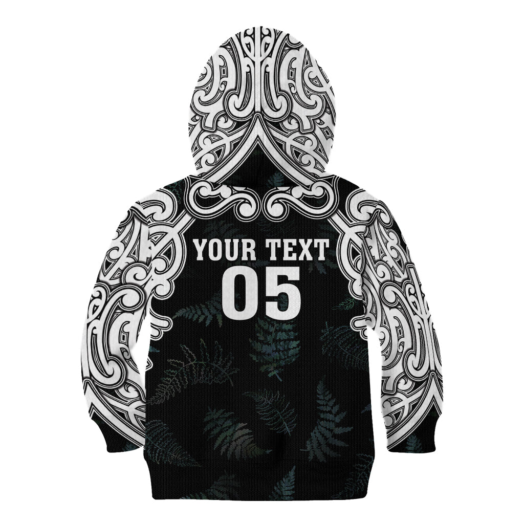Custom New Zealand Fern Women Rugby Kid Hoodie Maori Pattern