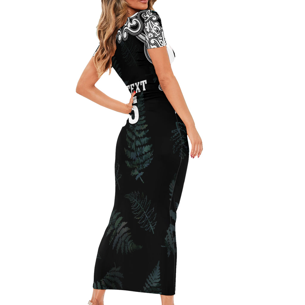 Custom New Zealand Fern Women Rugby Short Sleeve Bodycon Dress Maori Pattern LT05 - Polynesian Pride