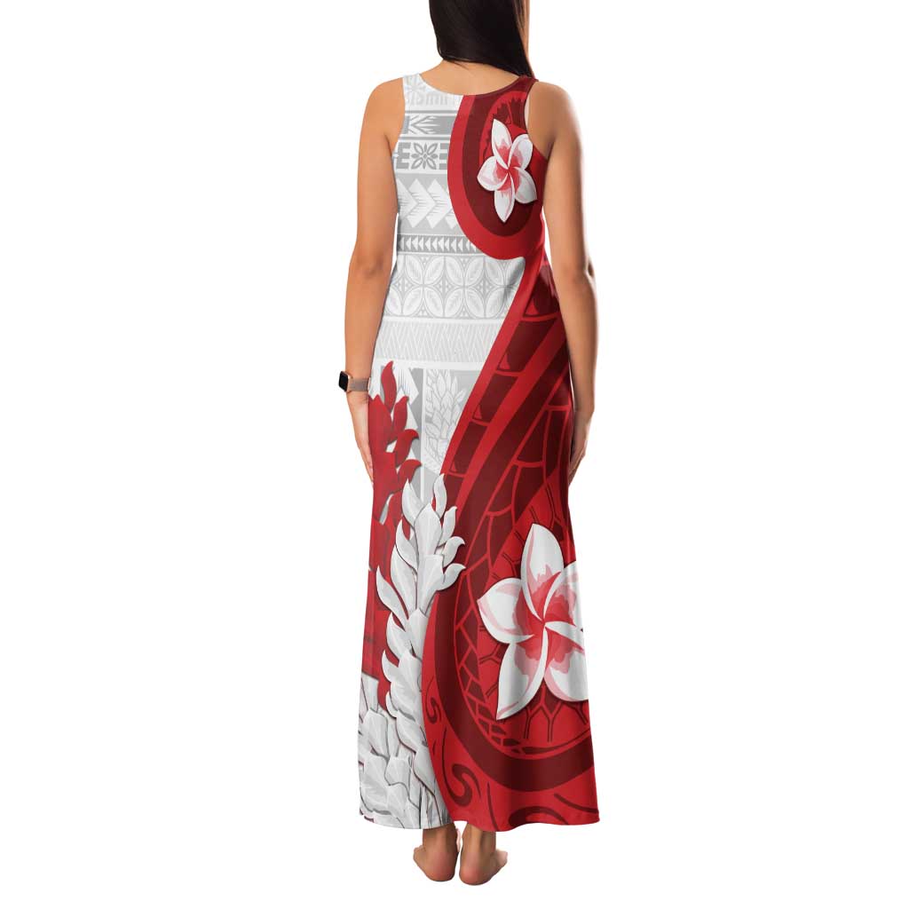 Samoa Teuila 2024 Family Matching Tank Maxi Dress and Hawaiian Shirt Samoan Siapo Pattern Red Version
