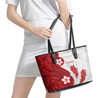 Samoa Teuila 2024 Leather Tote Bag Samoan Siapo Pattern Red Version LT05 - Polynesian Pride