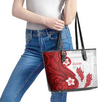 Samoa Teuila 2024 Leather Tote Bag Samoan Siapo Pattern Red Version LT05 - Polynesian Pride