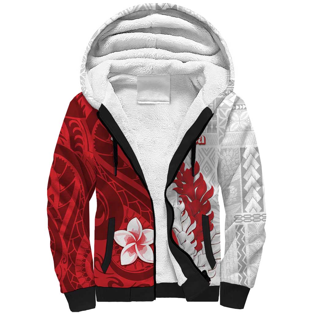 Samoa Teuila 2024 Sherpa Hoodie Samoan Siapo Pattern Red Version LT05 Unisex Red - Polynesian Pride