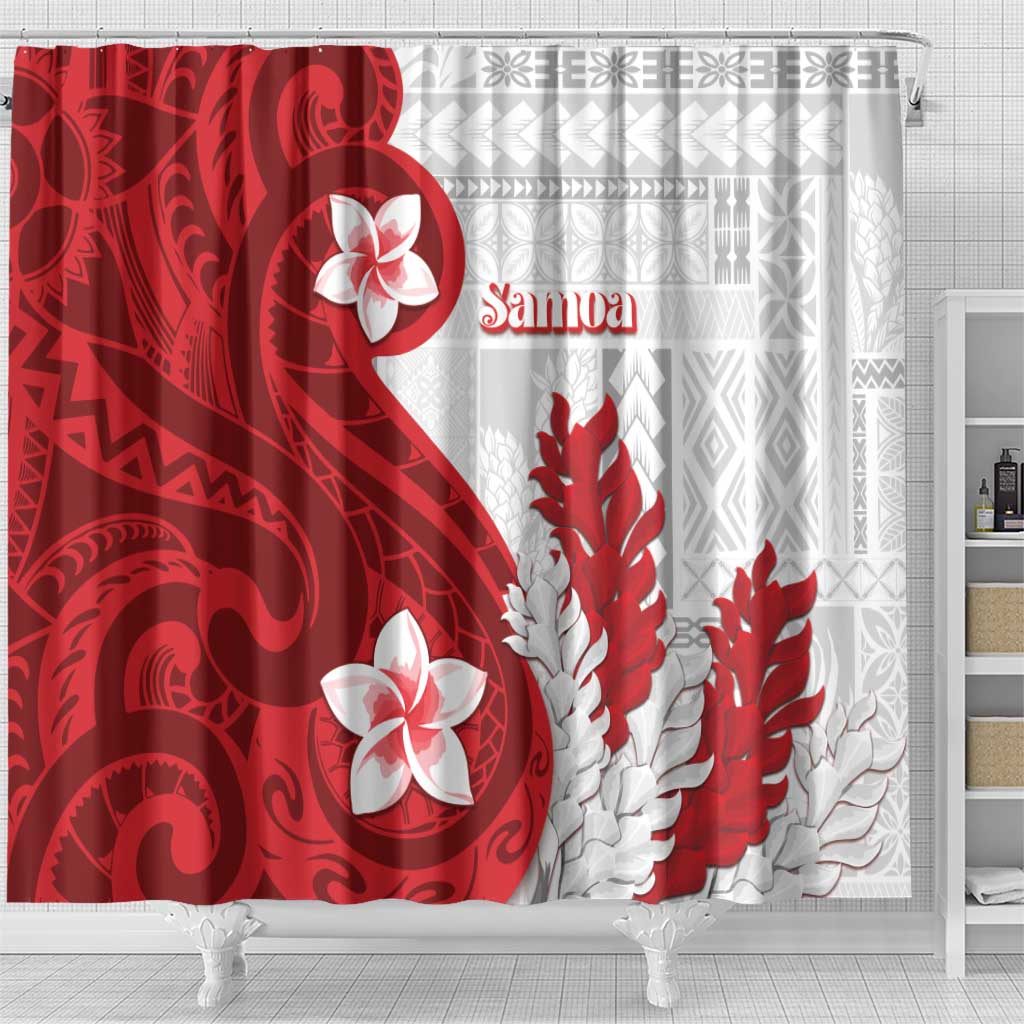 Samoa Teuila 2024 Shower Curtain Samoan Siapo Pattern Red Version