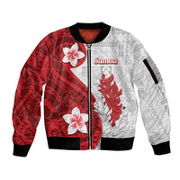 Samoa Teuila 2024 Sleeve Zip Bomber Jacket Samoan Siapo Pattern Red Version LT05 Unisex Red - Polynesian Pride