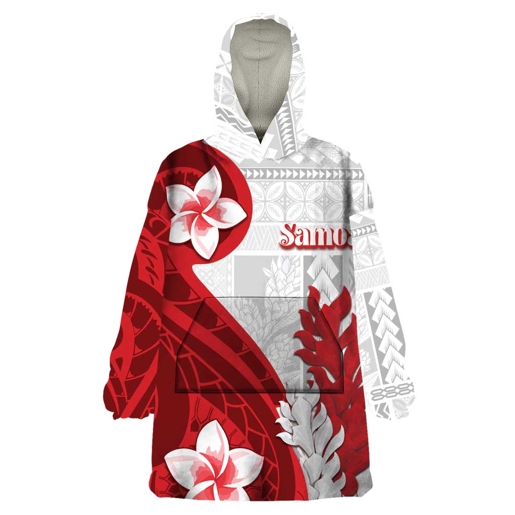 Samoa Teuila 2024 Wearable Blanket Hoodie Samoan Siapo Pattern Red Version LT05 One Size Red - Polynesian Pride