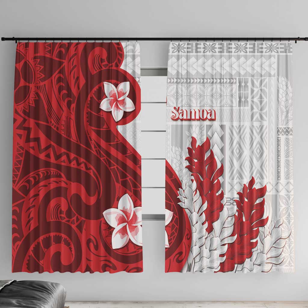 Samoa Teuila 2024 Window Curtain Samoan Siapo Pattern Red Version LT05 With Hooks Red - Polynesian Pride