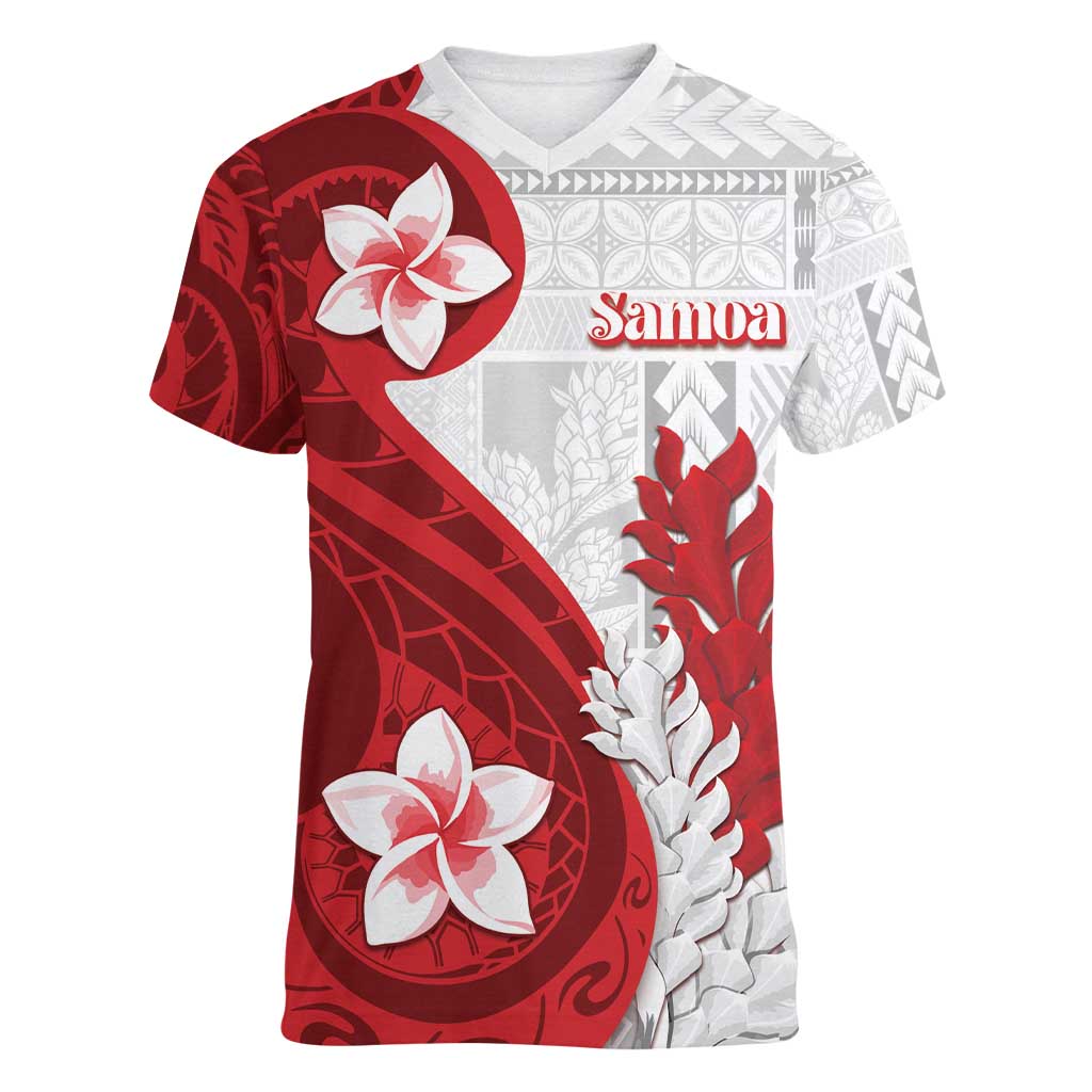 Samoa Teuila 2024 Women V-Neck T-Shirt Samoan Siapo Pattern Red Version LT05 Female Red - Polynesian Pride