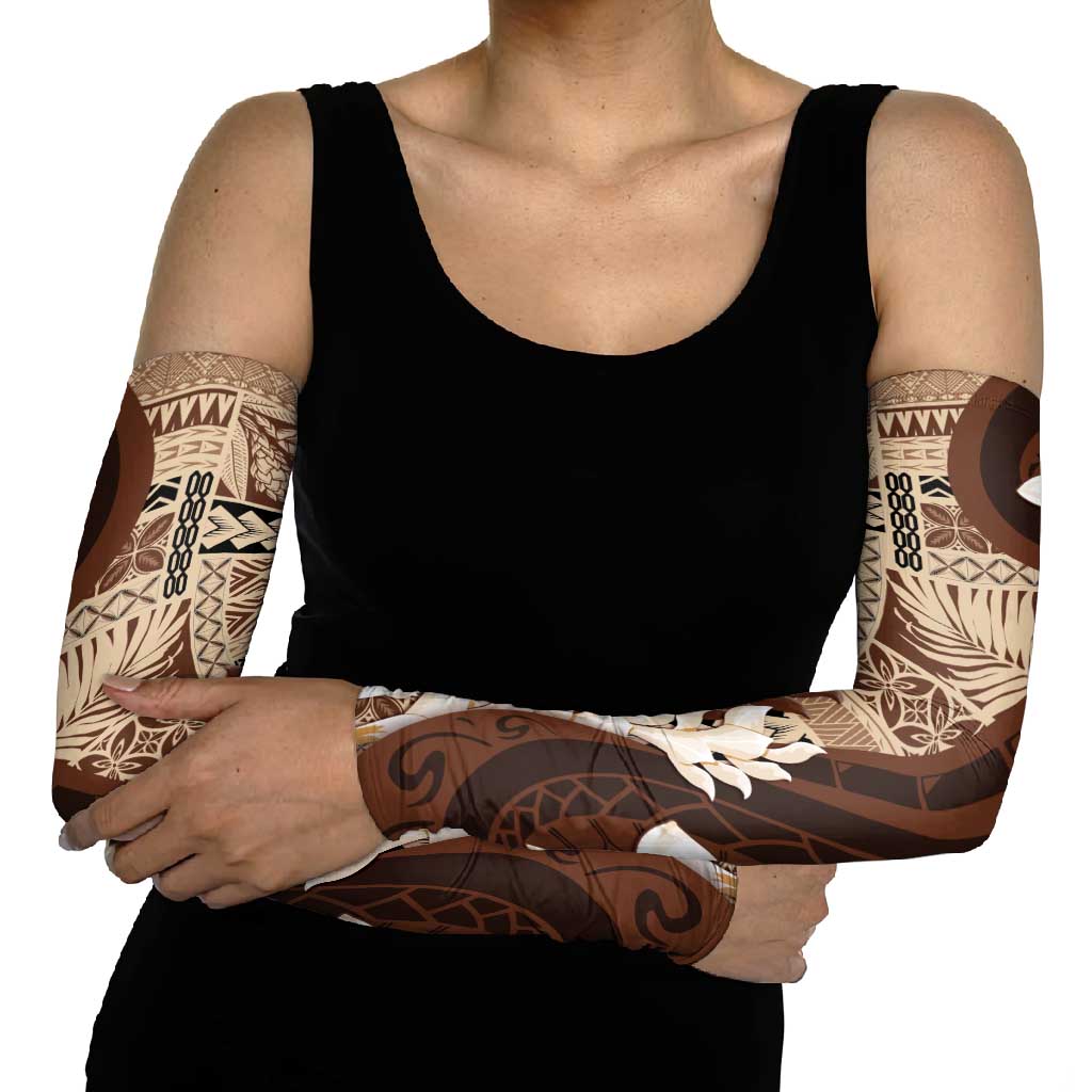 Samoa Teuila Arm Sleeves Samoan Siapo Pattern Brown Version LT05 - Polynesian Pride