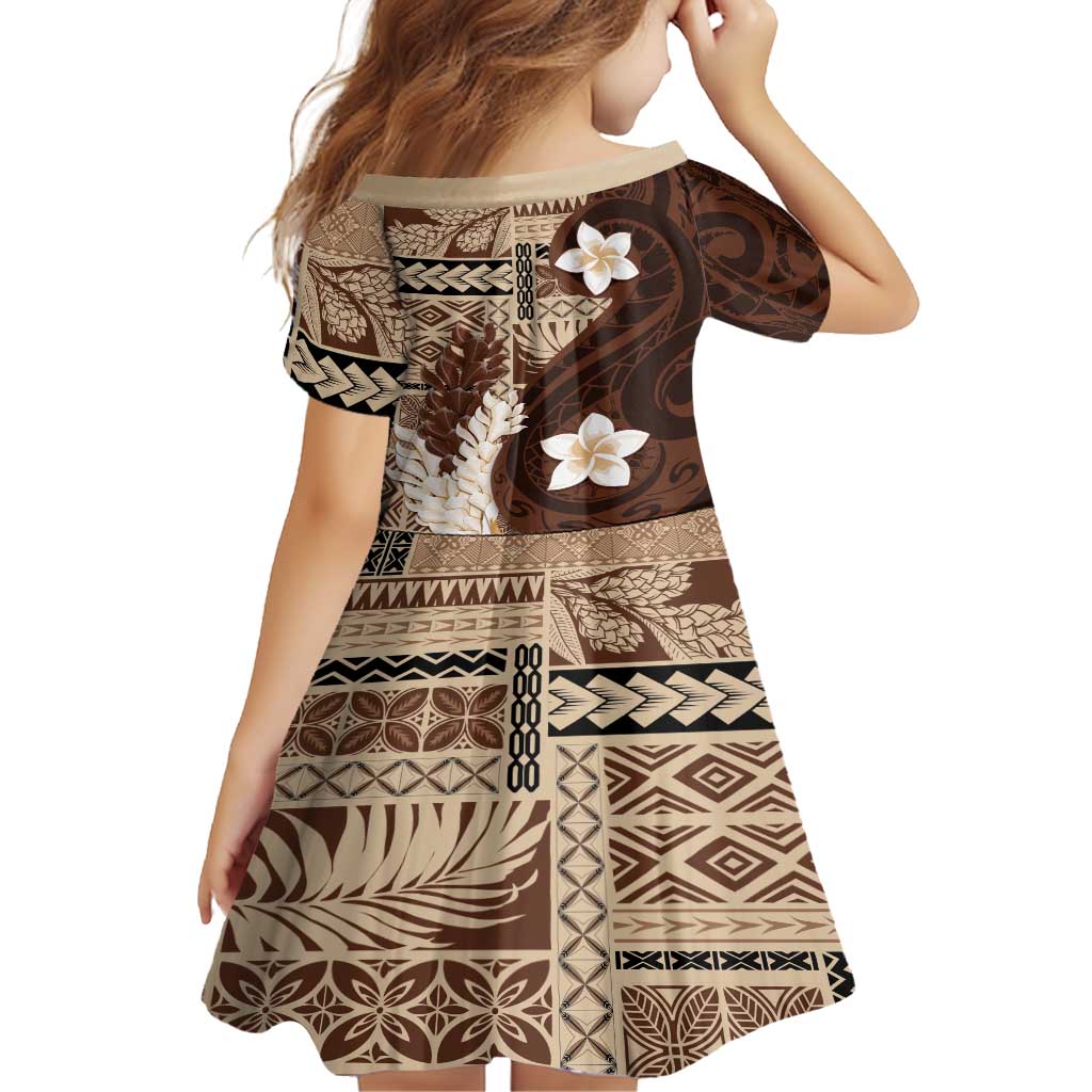 Samoa Teuila 2024 Family Matching Off Shoulder Maxi Dress and Hawaiian Shirt Samoan Siapo Pattern Brown Version