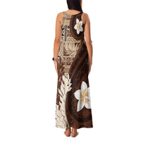 Samoa Teuila 2024 Family Matching Tank Maxi Dress and Hawaiian Shirt Samoan Siapo Pattern Brown Version