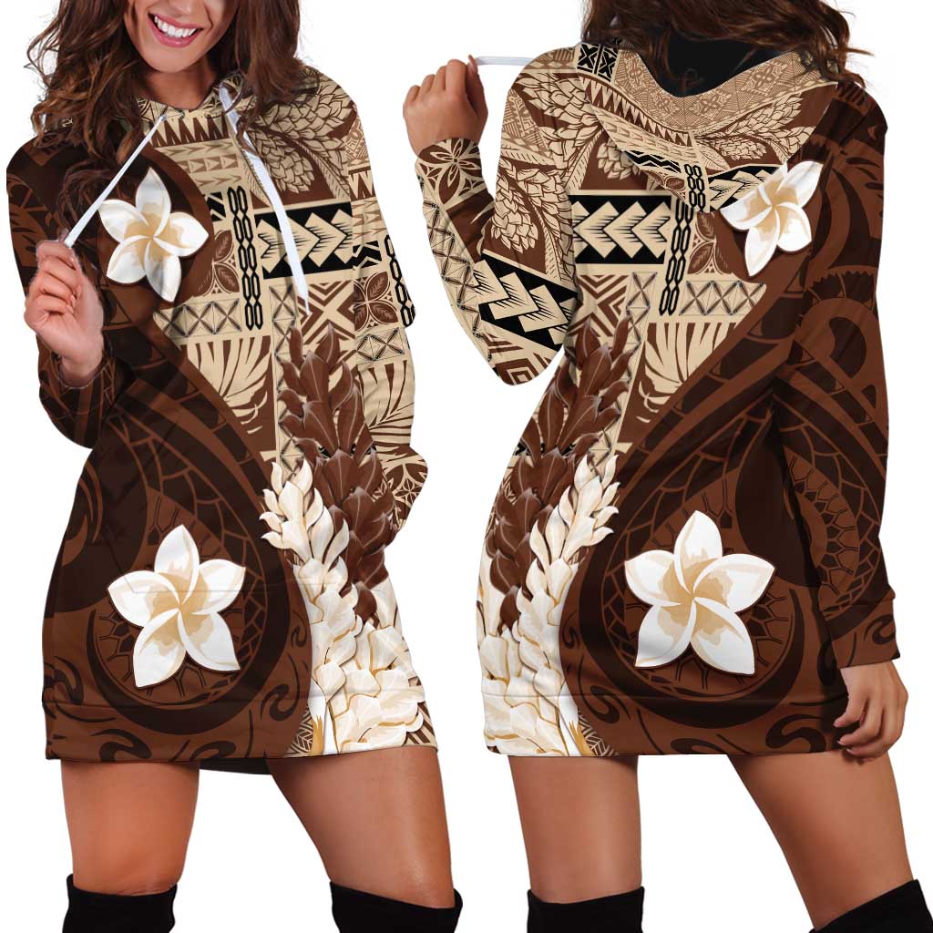 Samoa Teuila 2024 Hoodie Dress Samoan Siapo Pattern Brown Version