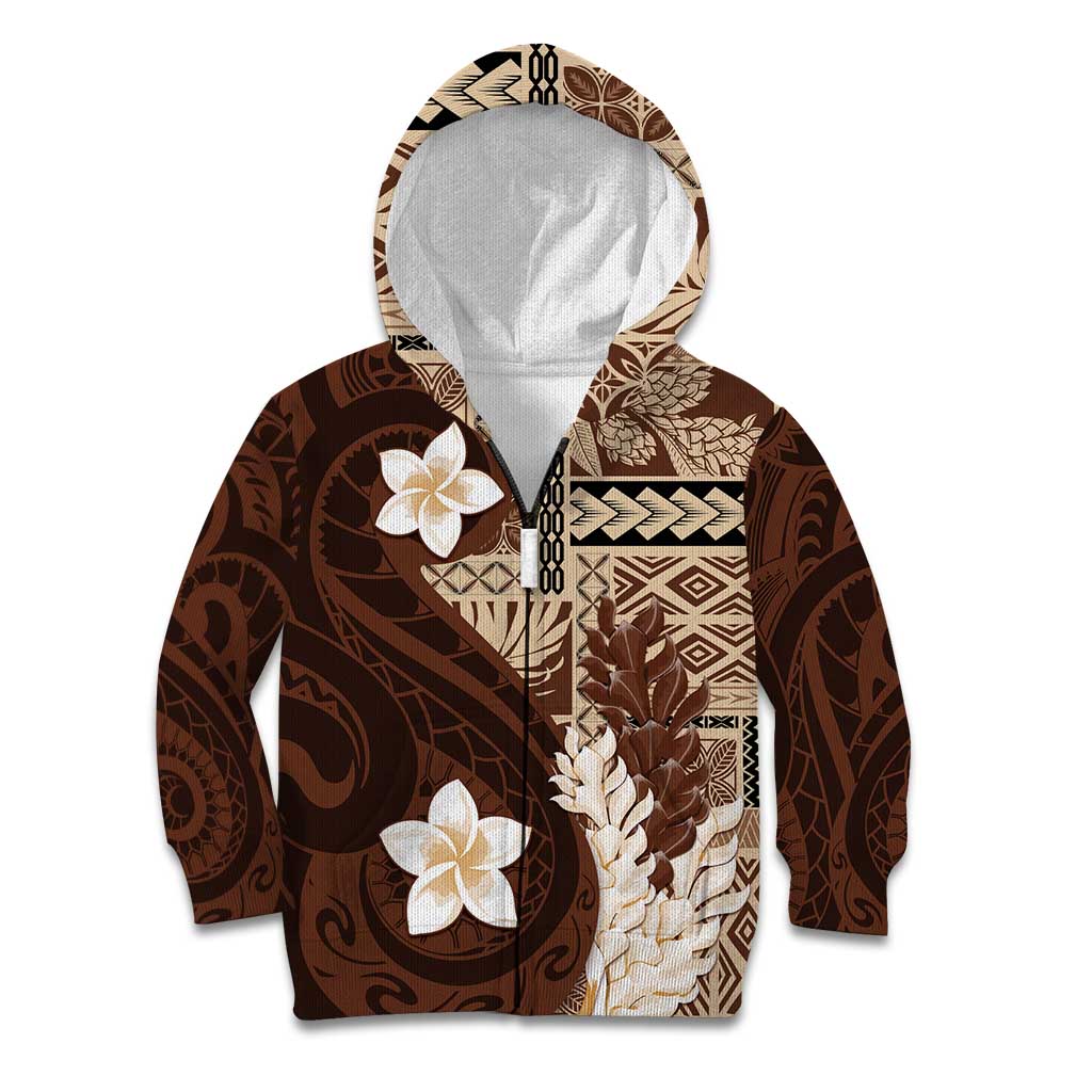 Samoa Teuila 2024 Kid Hoodie Samoan Siapo Pattern Brown Version