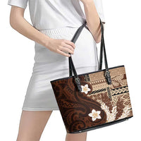 Samoa Teuila 2024 Leather Tote Bag Samoan Siapo Pattern Brown Version LT05 - Polynesian Pride