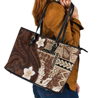 Samoa Teuila 2024 Leather Tote Bag Samoan Siapo Pattern Brown Version LT05 - Polynesian Pride