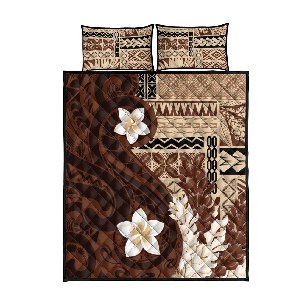 Samoa Teuila 2024 Quilt Bed Set Samoan Siapo Pattern Brown Version