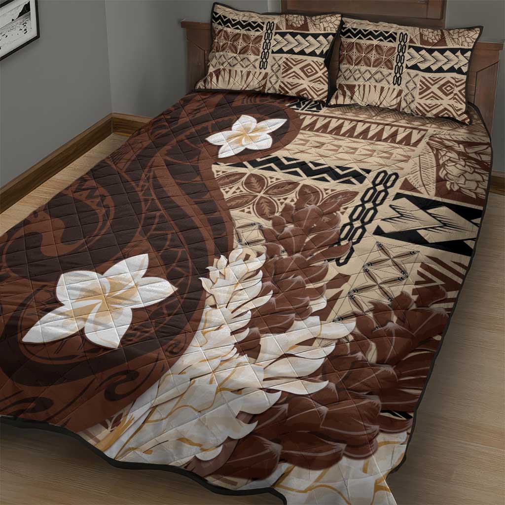 Samoa Teuila 2024 Quilt Bed Set Samoan Siapo Pattern Brown Version
