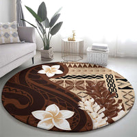 Samoa Teuila 2024 Round Carpet Samoan Siapo Pattern Brown Version
