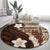Samoa Teuila 2024 Round Carpet Samoan Siapo Pattern Brown Version