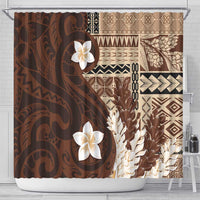 Samoa Teuila 2024 Shower Curtain Samoan Siapo Pattern Brown Version