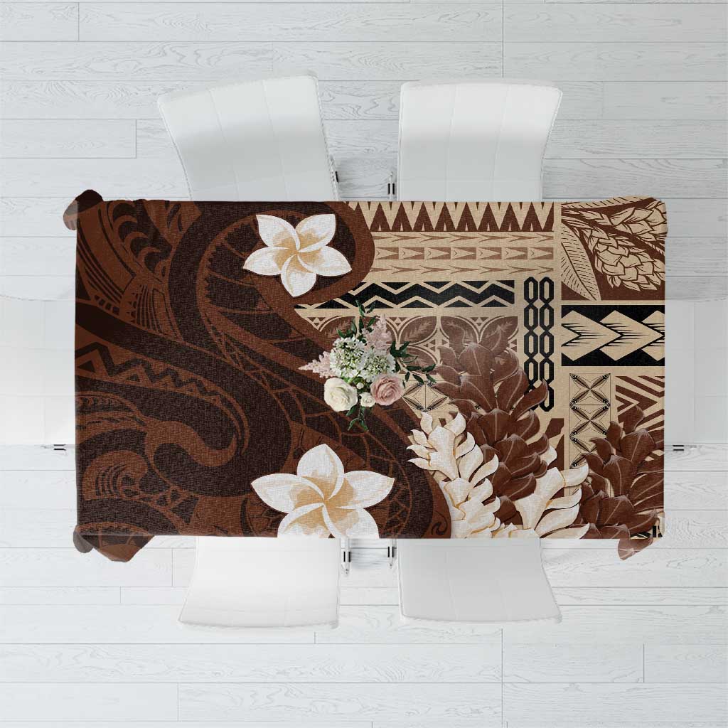 Samoa Teuila 2024 Tablecloth Samoan Siapo Pattern Brown Version LT05 Brown - Polynesian Pride