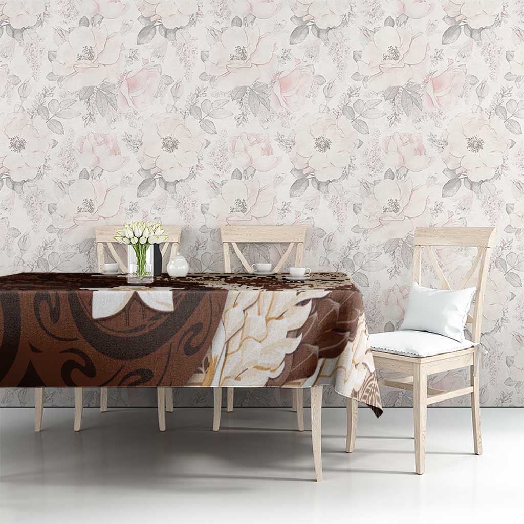 Samoa Teuila 2024 Tablecloth Samoan Siapo Pattern Brown Version