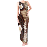 Samoa Teuila 2024 Tank Maxi Dress Samoan Siapo Pattern Brown Version