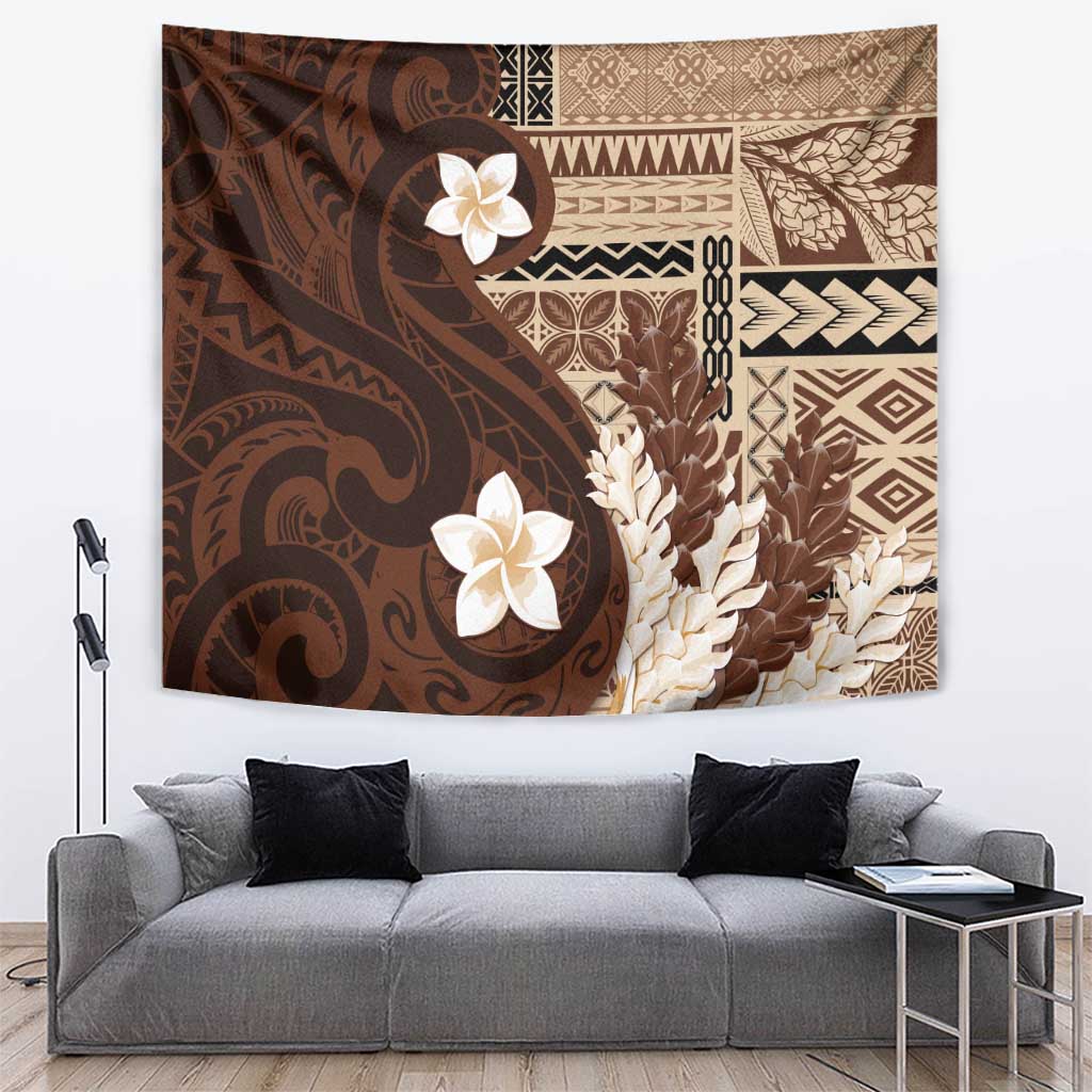 Samoa Teuila 2024 Tapestry Samoan Siapo Pattern Brown Version LT05 Brown - Polynesian Pride
