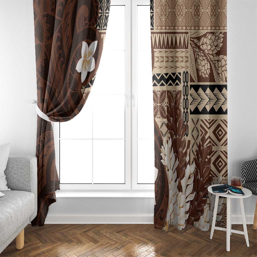 Samoa Teuila 2024 Window Curtain Samoan Siapo Pattern Brown Version