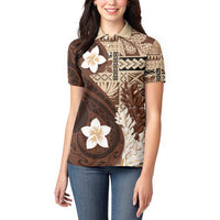 Samoa Teuila 2024 Women Polo Shirt Samoan Siapo Pattern Brown Version