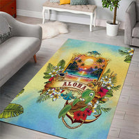 Aloha Hawaii Turtle Area Rug Retro Style - Polynesian Pride