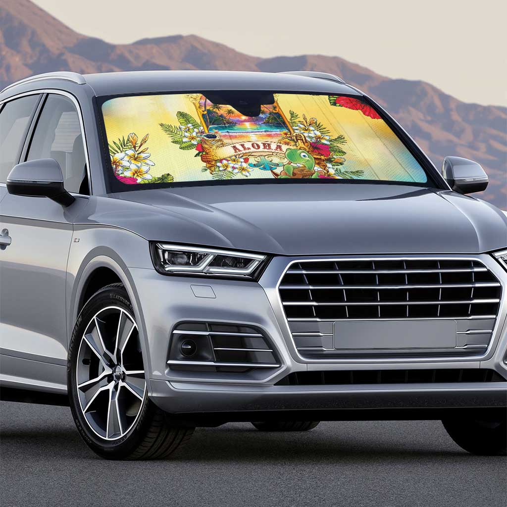 Aloha Hawaii Turtle Auto Sun Shade Retro Style - Polynesian Pride