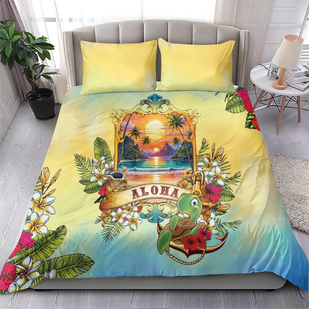 Aloha Hawaii Turtle Bedding Set Retro Style - Polynesian Pride