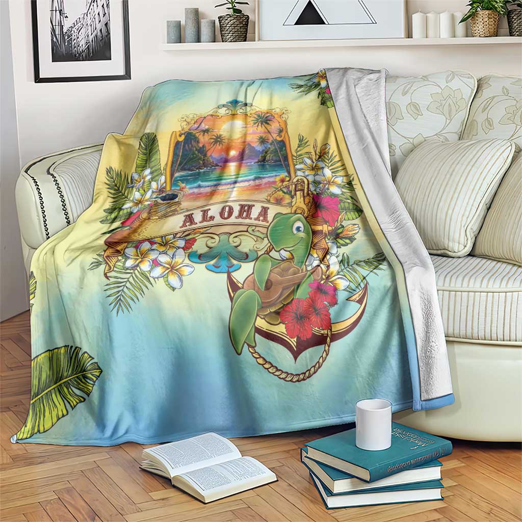 Aloha Hawaii Turtle Blanket Retro Style LT05 Beige - Polynesian Pride