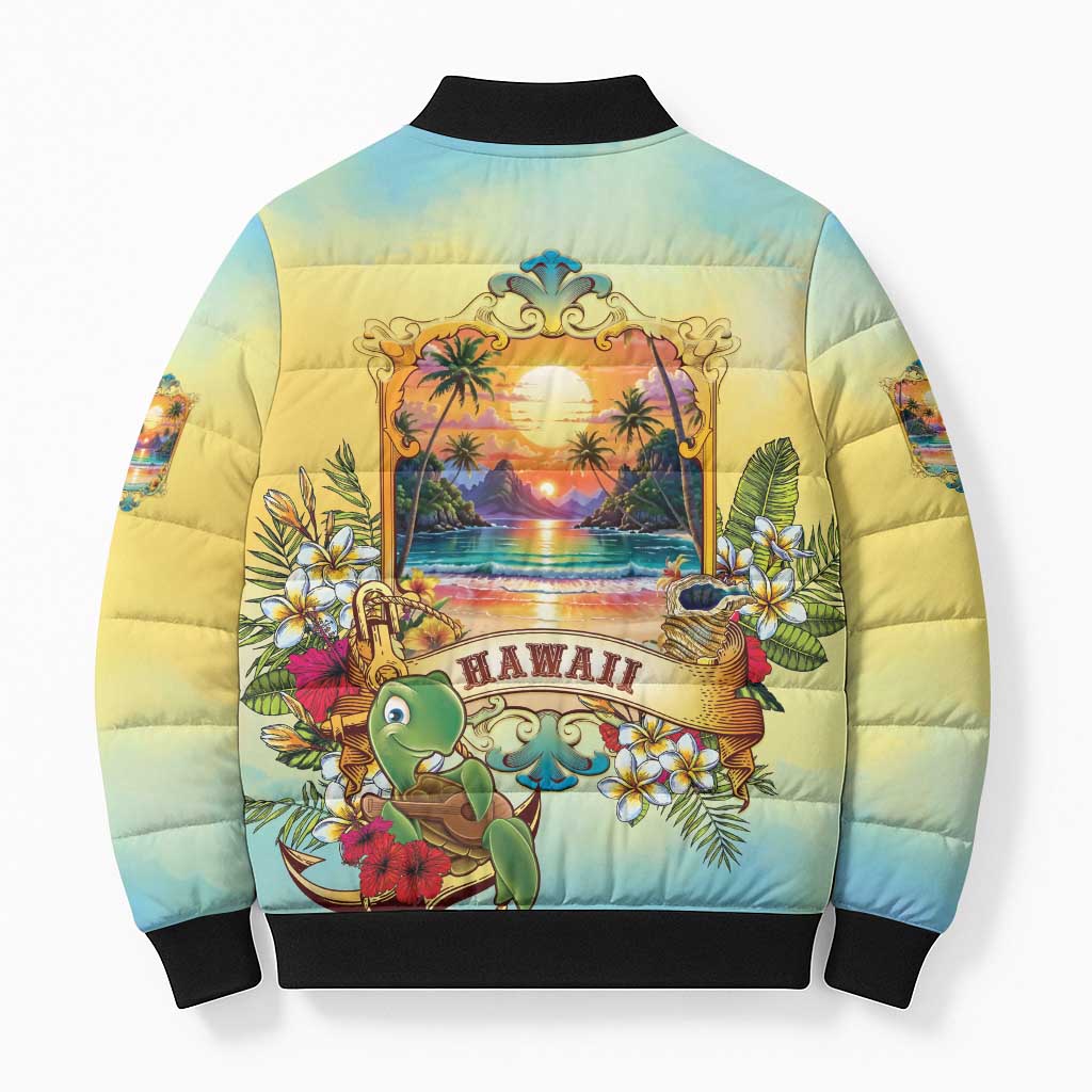Aloha Hawaii Turtle Bomber Puffer Jacket Retro Style LT05 - Polynesian Pride
