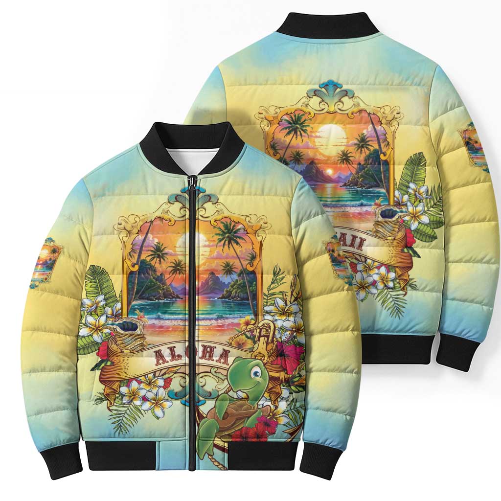 Aloha Hawaii Turtle Bomber Puffer Jacket Retro Style LT05 - Polynesian Pride