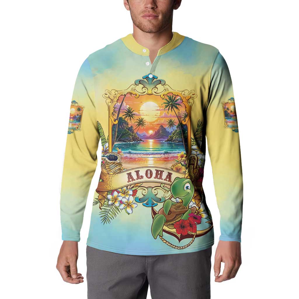Aloha Hawaii Turtle Button Sweatshirt Retro Style - Polynesian Pride