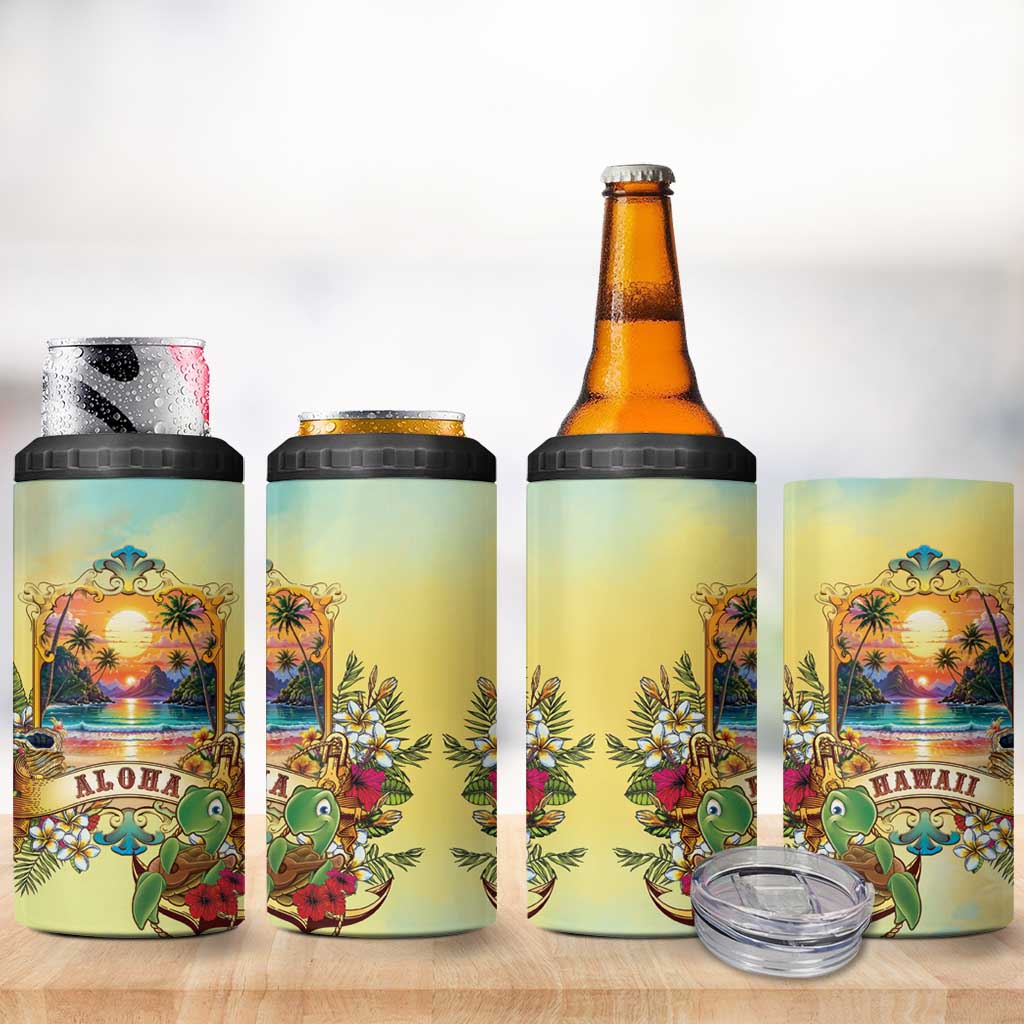 Aloha Hawaii Turtle 4 in 1 Can Cooler Tumbler Retro Style - Polynesian Pride