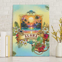 Aloha Hawaii Turtle Canvas Wall Art Retro Style - Polynesian Pride