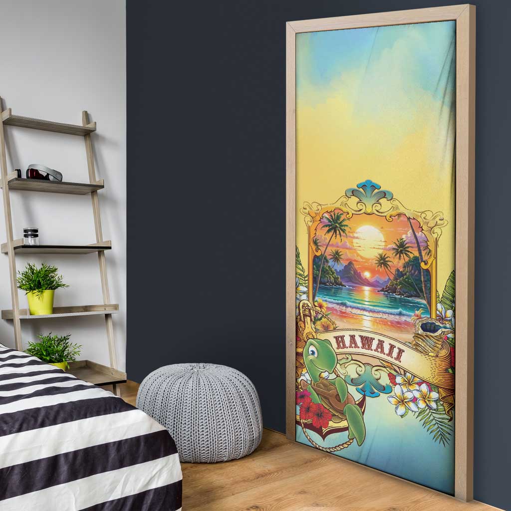 Aloha Hawaii Turtle Door Cover Retro Style - Polynesian Pride